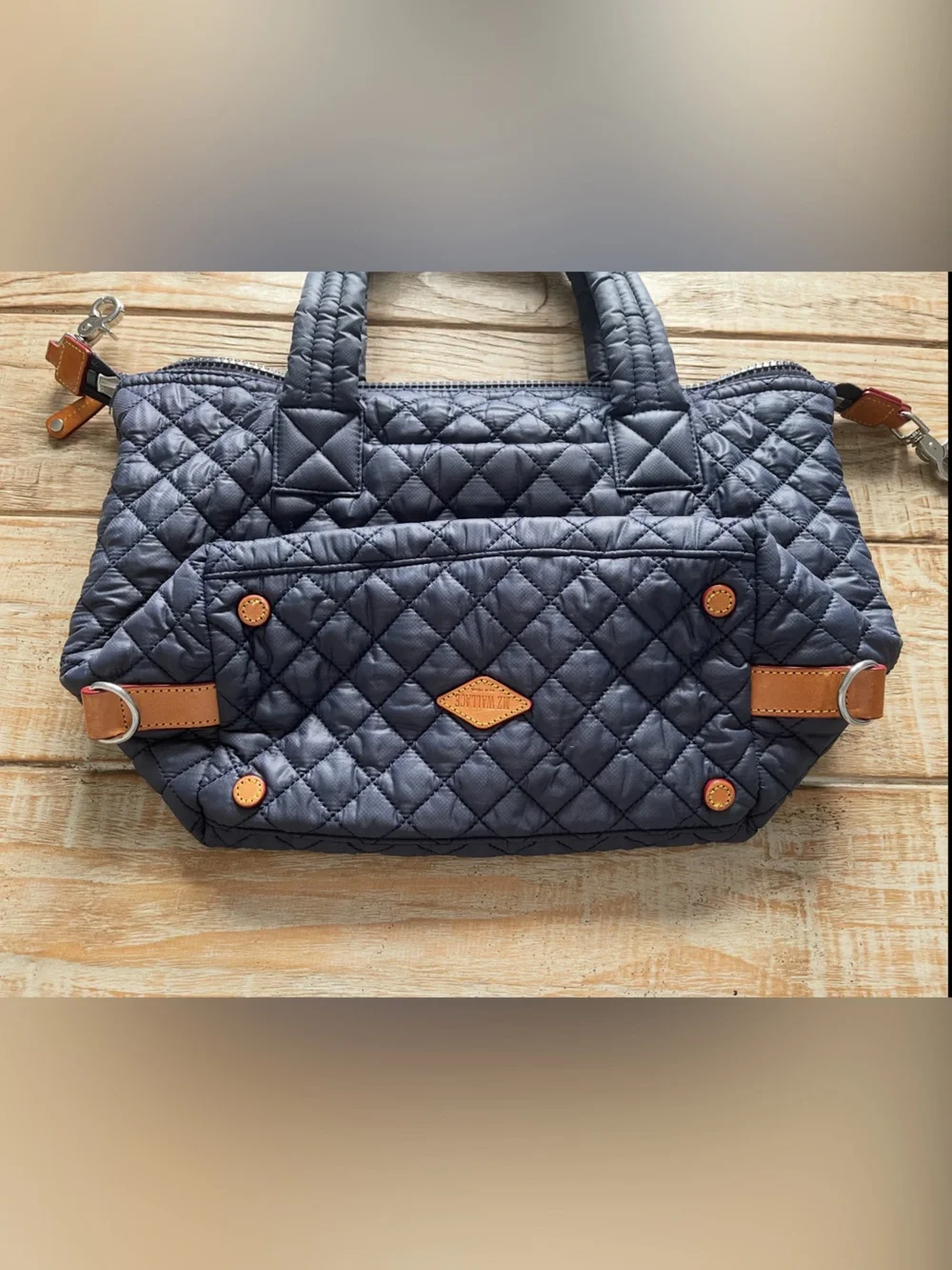 MZ Wallace Navy Quilter Medium Sutton Deluxe, Includes Duster and Straps
